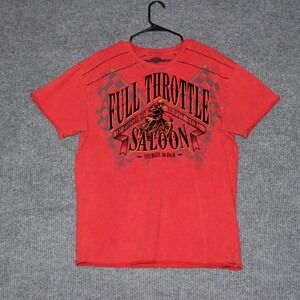 Full Throttle Saloon Harley Davidson Style Graphic T Shirt Men's Size L Y2K